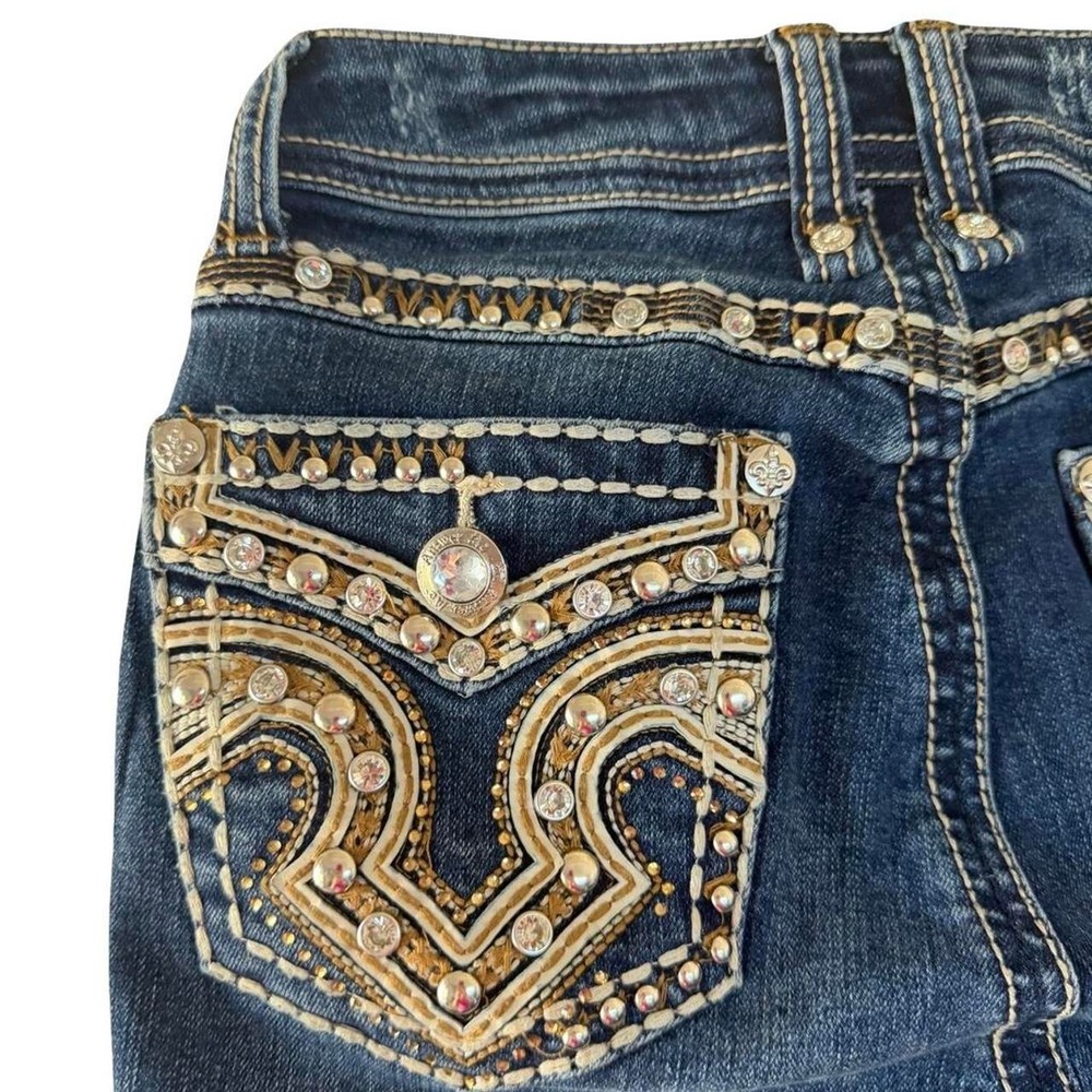 Y2K Answer Me Bling Rhinestone Bootcut Jeans 26-27"‎ - Picture 6 of 7